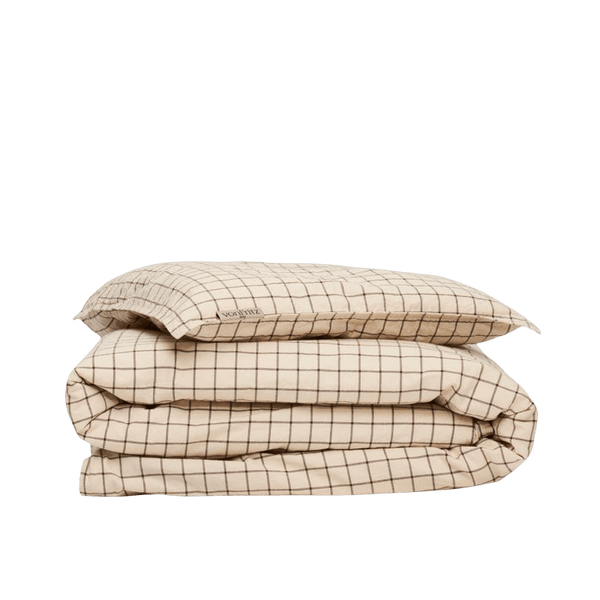 Sengetøj til børn - Mini sengesæt - Cocoa Grid - 100% økologisk bomuld - vonFritz