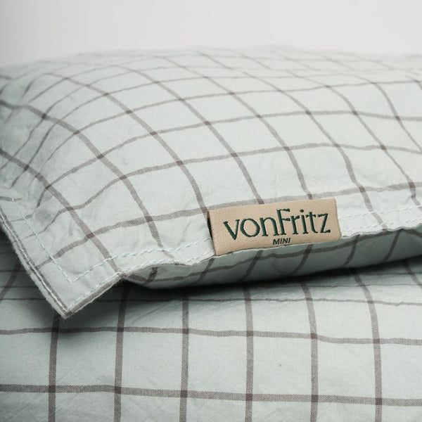 Sengetøj til børn - Mini sengesæt - Sky Blue Grid - SPAR OP TIL 43% - vonFritz