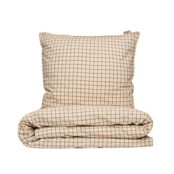Sengetøj til voksne - Signature sengesæt - Cocoa Grid - 100% økologisk bomuld - vonFritz